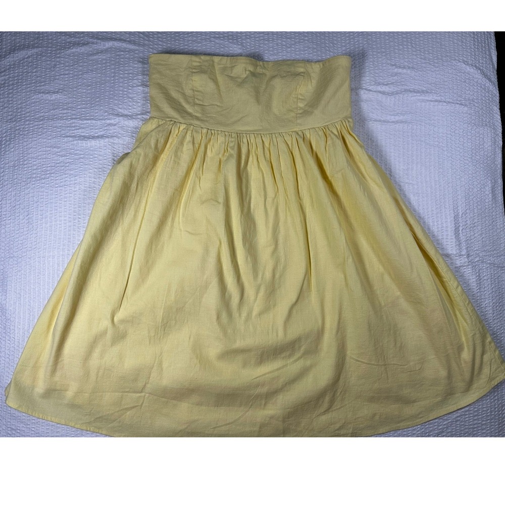 Princess Polly Strapless Mini Dress Yellow Smocked Back Babydoll Size 8